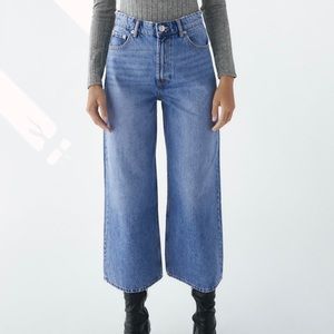 Zara cropped wide leg jeans